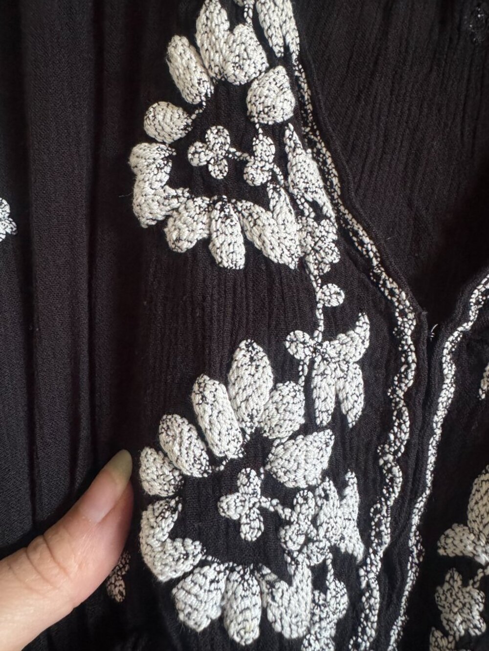 Free People Black Embroidered Fable Midi Dress Large L - Picture 3 of 3